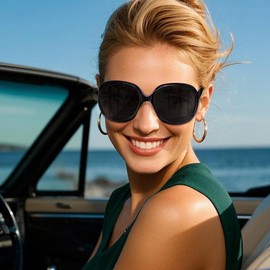 Joopin Oversized Black Purple Sunglasses for Women Polarized Trendy Fashion Womens Sunglasses Large UV Protection Large Ladies Shades for Driving Party Vacation