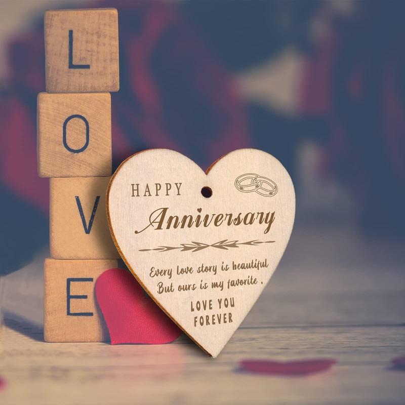 Happy Anniversary Frame Gifts for Her Him Girlfriend Couples, Rustic