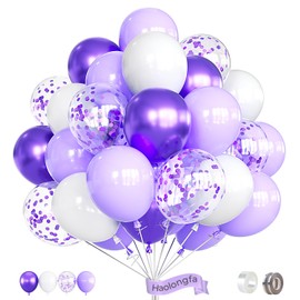 Purple and White Balloons,12Inch 60pcs Pastel Purple Balloons with Confetti Balloons,Lavender Lilac Balloons for Mother's Day/Birthday/Baby Shower/Graduation/Wedding Decorations