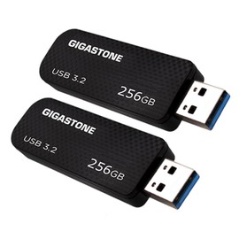 Gigastone Z30 256GB 2-Pack USB 3.2 Gen1 Flash Drive, Capless Retractable Design Pen Drive, Carbon Fiber Style, Reliable Performance & Durable, USB 2.0 / USB 3.0 / USB 3.1 Interface Compatible