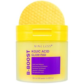 NINELESS-B-Boost Kojic Acid Glow Toner Pad 180ml | Almohadillas Iluminadoras con Ácido Kójico, Niacinamida, Pantenol y Alantoína | Reduce Manchas Oscuras, Unifica el Tono e Hidrata la Piel