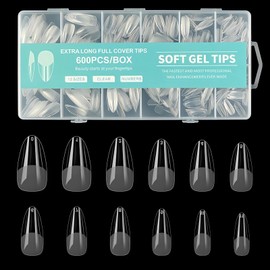 AYOCULTURE False Nail Tips 600PCS, Gel X Nail Tips, 12 Sizes Premium Quality & Easy Application for Gel Extensions, Press On Nails Kit - Water Drop