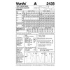 Burda Dressmaking Pattern 2438 3 Kings Size 104 - 164