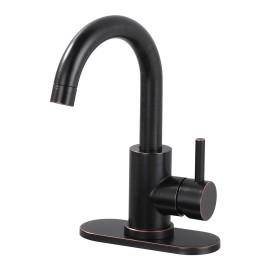 Bar Prep Sink Faucet Stainless Steel Small Kitchen Faucet with Deck Plate&Supply Hose, Mini Bar Faucet Hot Cold Water TapColor: oil rubbed bronze, Surface Finishing: Oil rubbed