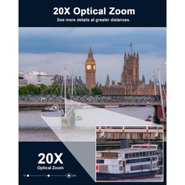 HXVIEW 4K PTZ Camera Outdoor with 20X Optical Zoom, 8MP WiFi Security Camera with 800FT IR Night Vision, Auto Tracking, 355° Pan & 90° Tilt, Person/Vehicle/Pet Detection, RTSP