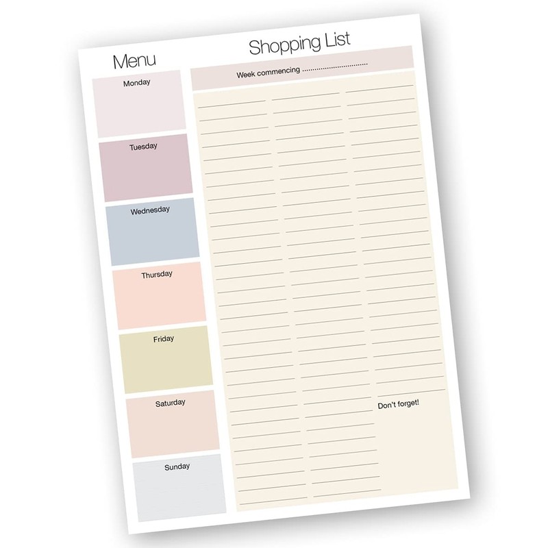Shopping List Pad with detachable Weekly Meal Planner. 50 sheets