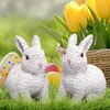 Hodao Set of 2 Woven Easter Bunny Figurines - 4.8"