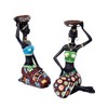 2PCS Vintage African Women Statue Candle Holders Resin Figurines Fits