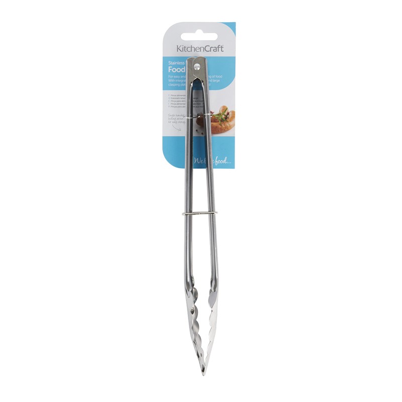 KitchenCraft KCTONGS30 Medium Kitchen Tongs, Stainless Steel, 30cm, Silver
