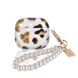 DiyGody Glitter Protective Case Compatible with Airpods 4th Generation 2024, Sparkle Case with Pearl Keyring for Women, Shockproof Ultra Thin TPU Anti-Slip, Scratch-Resistant, Anti-Dust Cover -