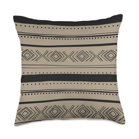 Abstract Lines Pattern in Black on Brown AEY534 Throw Pillow