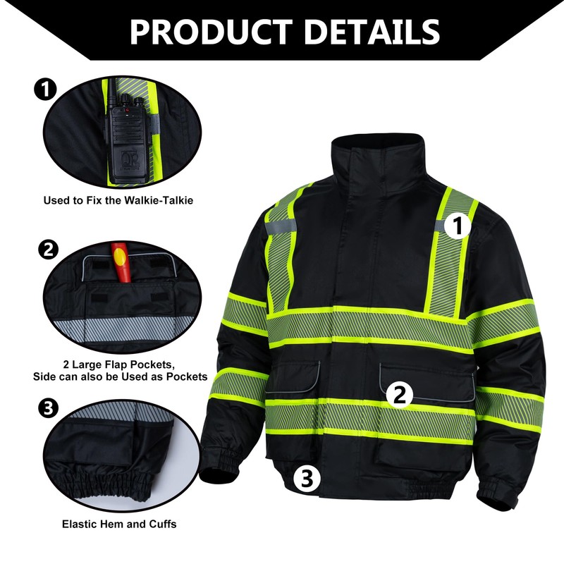 FONIRRA High Visibility Reflective Jackets for Men Waterproof ANSI Class