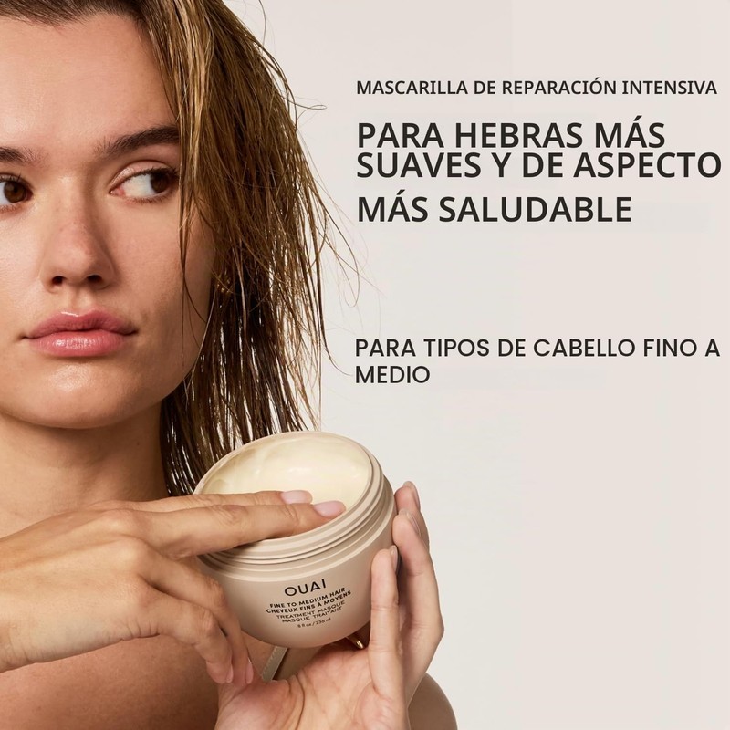 OUAI Mascarilla reparadora para cabello fino – Hidratación profunda con