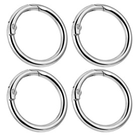 cobee Carabiner Round 25 mm, Pack of 4 Key Rings Stainless Steel Key Ring Carabiner Carabiner Snap Hook Key Ring DIY Key Ring Accessories for Keys Crafts (Silver)