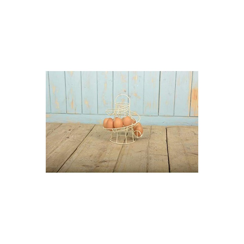 Helter Skelter Metal Egg Rack Stand Holder Cream