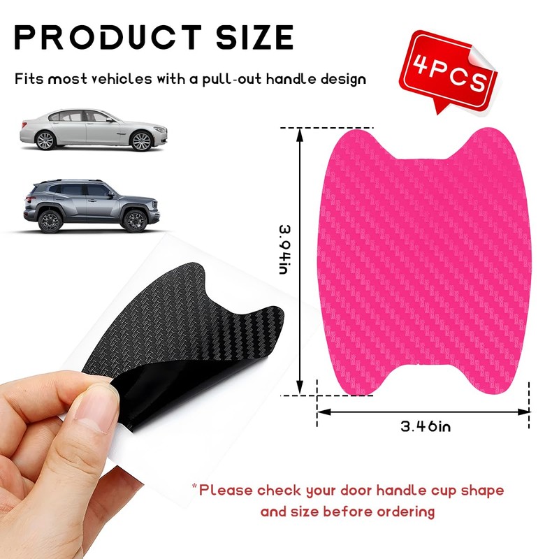 JUSTTOP 4 PCS Car Door Handle Protector Sticker, Carbon Fiber