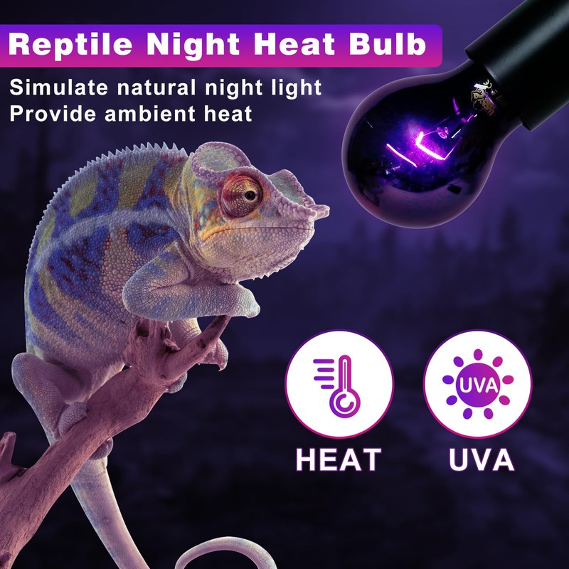 LUCKY HERP Reptile Heat Lamp 50W 2 Pack, Reptile Night