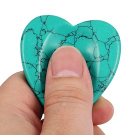 mookaitedecor Green Turquoise Howlite Thumb Stone Crystal Gemstone Massage Stone with Hollow Worry Stone for Healing Reiki Size Approx. 47 x 44 x 7 mm (Pack of 2)