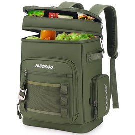 Hulongo 30L Large Waterproof Leakproof Cooler Backpack for Men & Women, Insulated Backpack Cooler for Camping, Beach, Fishing, Picnic，Outdoor, 30L, 48Cans, Green