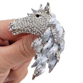 GFM Horse Rhinestones Brooch - Large Size - Womens Girls Mens - Christmas, Valentine's, Birthday, Mother's Day - (BRCH-BT7138-HS-DMT-CH)
