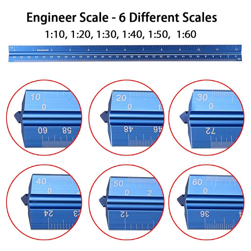 BTSKY 3 PCS 12" Architectural Scale Ruler with Standard Metric