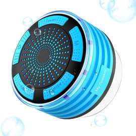 ISMMIK Bluetooth Shower Speaker, Waterproof Portable Wireless Speaker IP7 Speaker 360° Surround Sound, LED Light, Bulit-in Mic, Bathroom Speaker with Suction Cup for Bathroom, Outdoor, Party, Travel