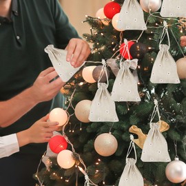 20 Pcs Linen Drawstring Bags, 10x14 cm Cotton Bags Fabric Drawstring Cotton Gift Bag Small Hessian Gift Bags Christmas Sack Small Gift Pouches Jewelry Favors Bags Wedding Decorations Party Bags