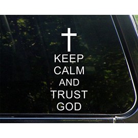 Sweet Tea Decals Keep Calm and Trust God - 3 3/4" x 8 1/2" - Vinyl Die Cut Decal/Bumper Sticker for Windows, Trucks, Cars, Laptops, Macbooks, Etc.