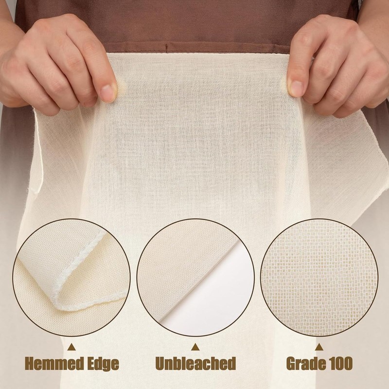 Tehttz 4Pcs 50x50cm Cheesecloth for Straining, Organic Unbleached Cotton Cheesecloth