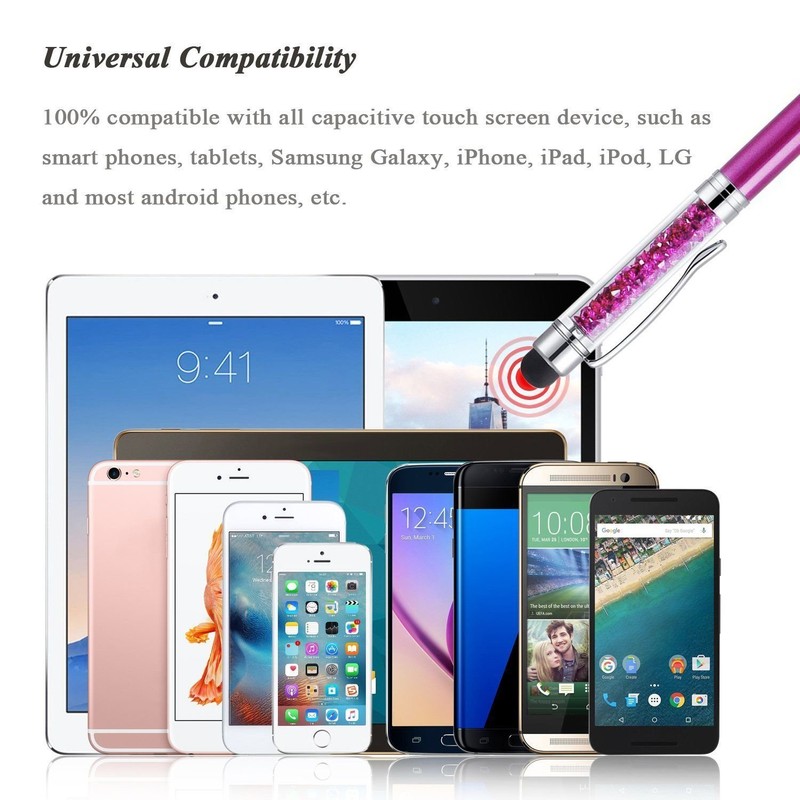 Quality 2-in-1 Capacitive Touchscreen Stylus and Ballpoint Pen with Crystals