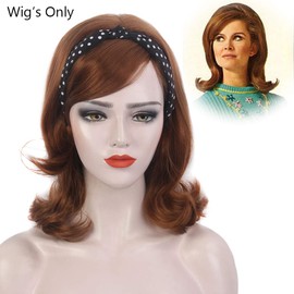 H&Bwig Blonde Long Wigs for Women Natural Synthetic Hair Dark Root Wig Auburn 50s 60s 70s Cosplay Daily Work Costume Party