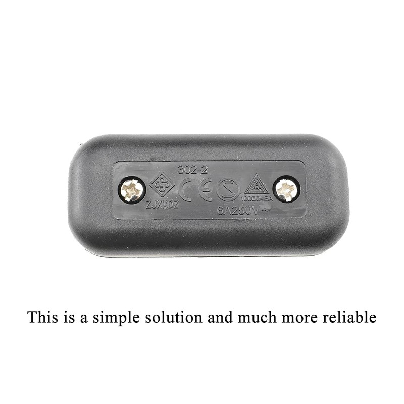Hahiyo 6A 250V Inline Cord Switch Rocker Button Double Pole