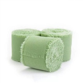 3 Rolls Chiffon Ribbon, 1.5 Inch x 5.5 Yard Total 16.5 Yards Ribbons for Gift Wrapping Sage Green Ribbon, Hair Ribbon for Crafts Decorating Bouquet Wrap Wedding Invitation Etc