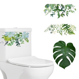 Toilet Stickers Toilet Seat Sticker Toilet Decals in the form of Green Plants, Cistern Wall Sticker Toilet Lid Decals Toilet Bolt Covers Decorative, Sticker for Toilet Bathroom Cabinet (4)