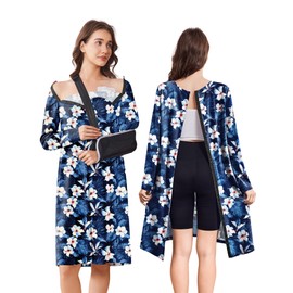 Deyeek Open Back Hospital Gowns for Women Post Shoulder Surgery Tear Away Snap Chemo Port Adaptive Clothing with Pockets