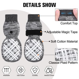 BEAUTYZOO Dog Socks to Prevent Licking for Hardwood Floors -Dog Boots Shoes for Small Medium Large Dogs -Double Side Grips Traction Control Anti Slip Socks for Puppy Doggie Senior Dog, Paw Protector