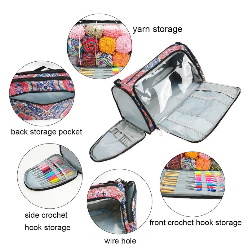Hosoncovy Large Capacity Knitting Bag Yarn Bag Portable Yarn Knitting