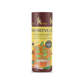 Ausha Moringa Tea Chai 100g - 2** GREAT TASTE AWARD 2024 - Moringa Blended with Ginger, Liquorice, Cinnamon, Cardamom, Cloves - Plant Based Chai