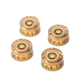 DIAO79NI Metric Size 18 Spline Speed Control Knobs for Epiphone Les Paul SG Electric Guitar Asia Import Guitar Bass Split Shaft Pots, Gold/Black (Set of 4)