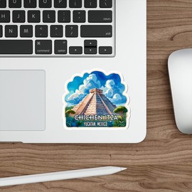 Chichen Itza Yucatan Mexico Sticker Weatherproof Vintage Decal Vinyl Small Waterproof for Water Bottle Mug Passport Scrapbook Notebook Laptop Tumbler Skateboard Computer Phone 4" ID44990
