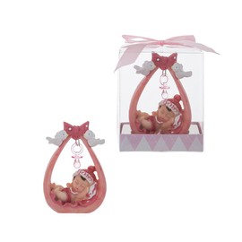Lunaura Baby Keepsake - Set of 12"Girl" Baby Sleeping Under Pacifier Favors - Pink