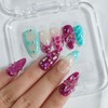 Handmade Press on Nails Almond Medium 3D Floral French Tip