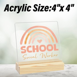 Aqgwz School Social Worker Gifts Social Worker Appreciation Gifts Social Worker Gifts for Women Men Interns Coworkers Teacher Social Worker Office Decor Clear Acrylic 4 x 4 Inch