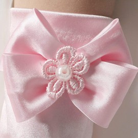 AWOCAN Girls Princess Dress up Bows Stretch Satin Dress Gloves Long Gloves Formal Gloves (style1-pink)
