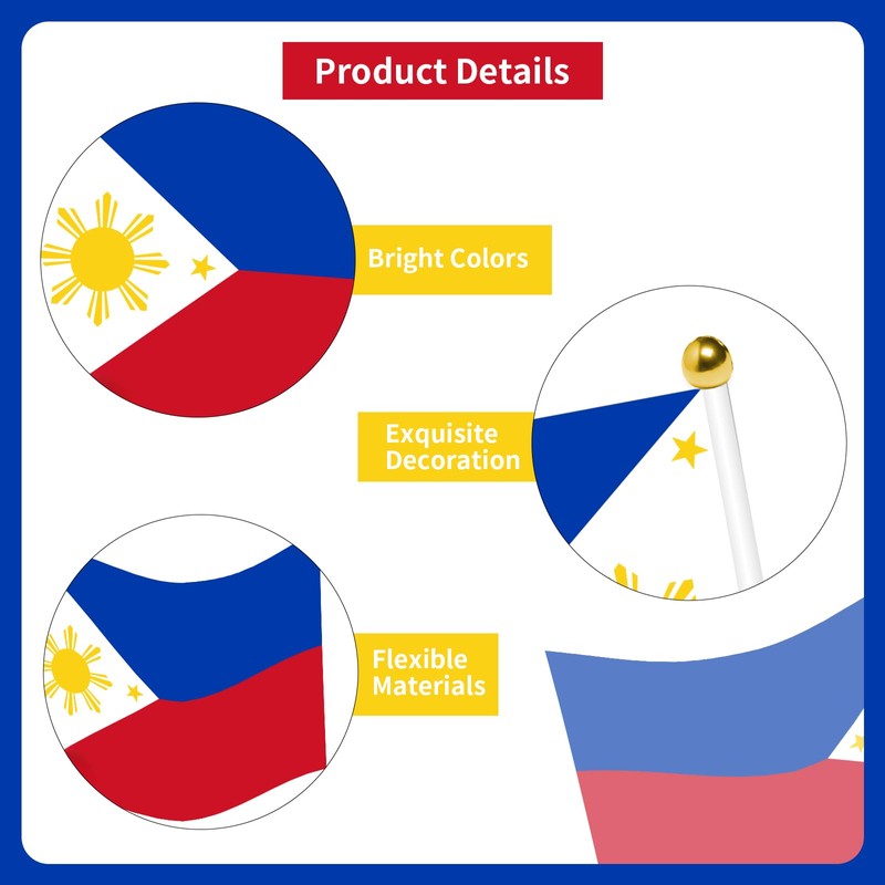 50pcs Philippines Mini Flags Small Filipino Philippine Flags Celebration Parade
