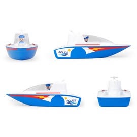 Lena BOAZZ Police Boat 36 cm, Toy Boat Suitable for Indoor and Outdoor Use, for Children from 2 Years, Cabin to Open, Two Seats Plus Toy Figure, Blue
