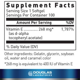 Douglas Laboratories E-400 | Vitamin E for Antioxidant Protection and Cardiovascular Support | 100 Capsules
