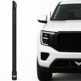 EcoAuto 12" Universal Short Stubby Truck Antenna — Truck Accessories for Ford, Dodge, GMC, Chevy, Jeep (2007+) - Anti Theft with Enhanced Reception — Ditch The Whip for a Sleek Antenna (Carbon Fiber)