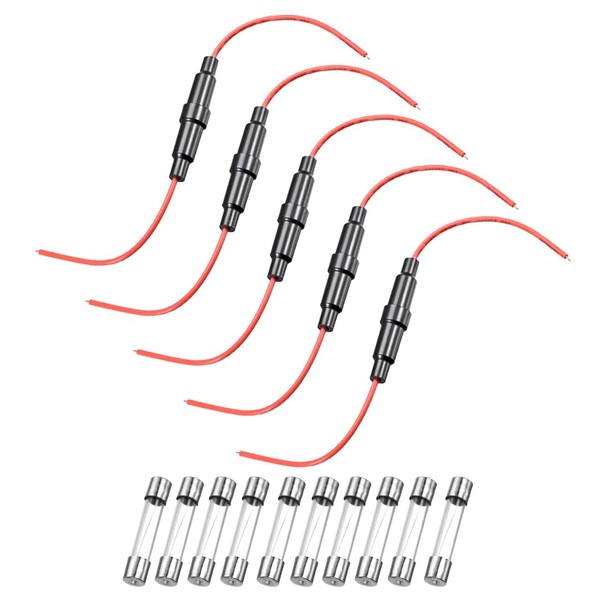 sourcing map 5 Pcs 6x30mm Inline Screw Type Fuse Holder
