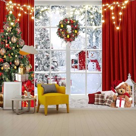 Jasion Tapestry Wall Hanging Art Christmas Window for Home Headboard Bedroom Living Room Dorm Decor in 51x60 Inches